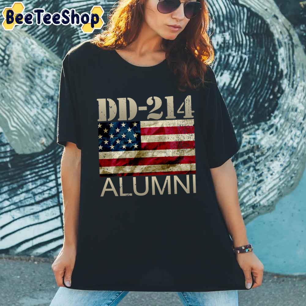 Dd-214 Alumni Military Veteran Vintage American Flag Unisex T-Shirt