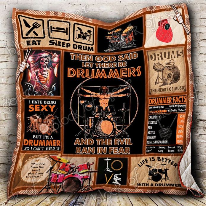 Drummer Then God Said Let There Be Drummers Quilt Blanket