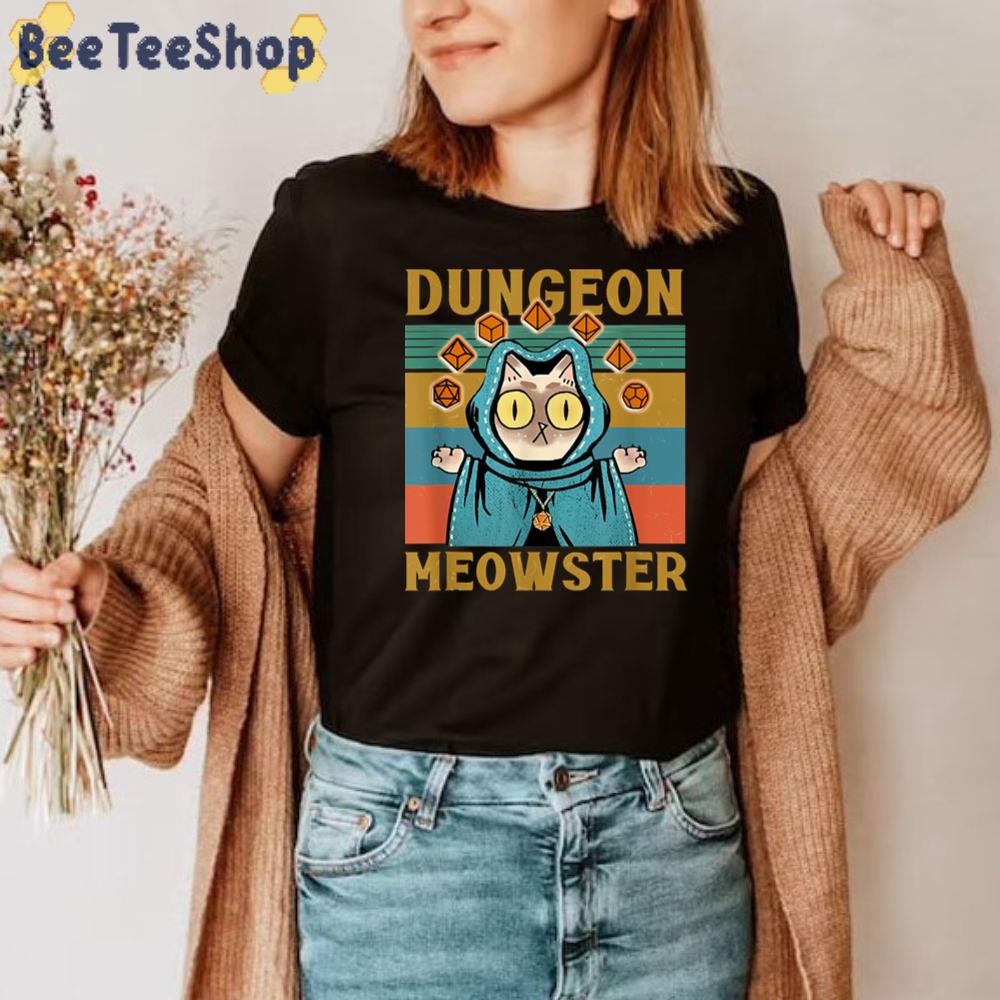 Dungeon Meowster Funny Nerdy Gamer Cat D20 Dice Rpg Unisex T-Shirt