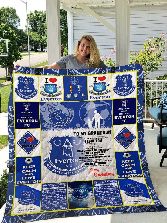 Everton F.C To My Grandson Love Grandmom Quilt Blanket