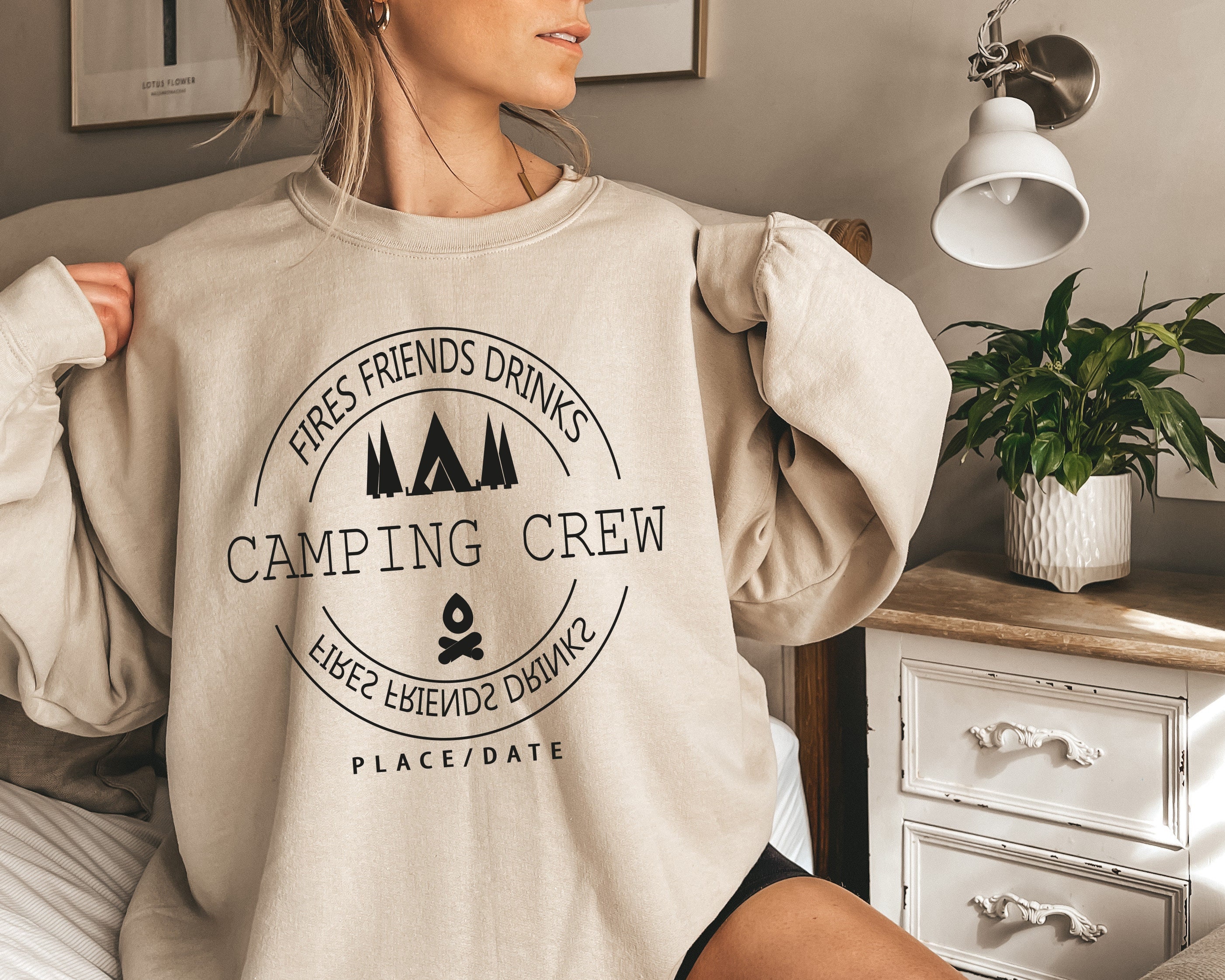 Fires Friends Drinks Camping Crew Unisex Sweatshirt