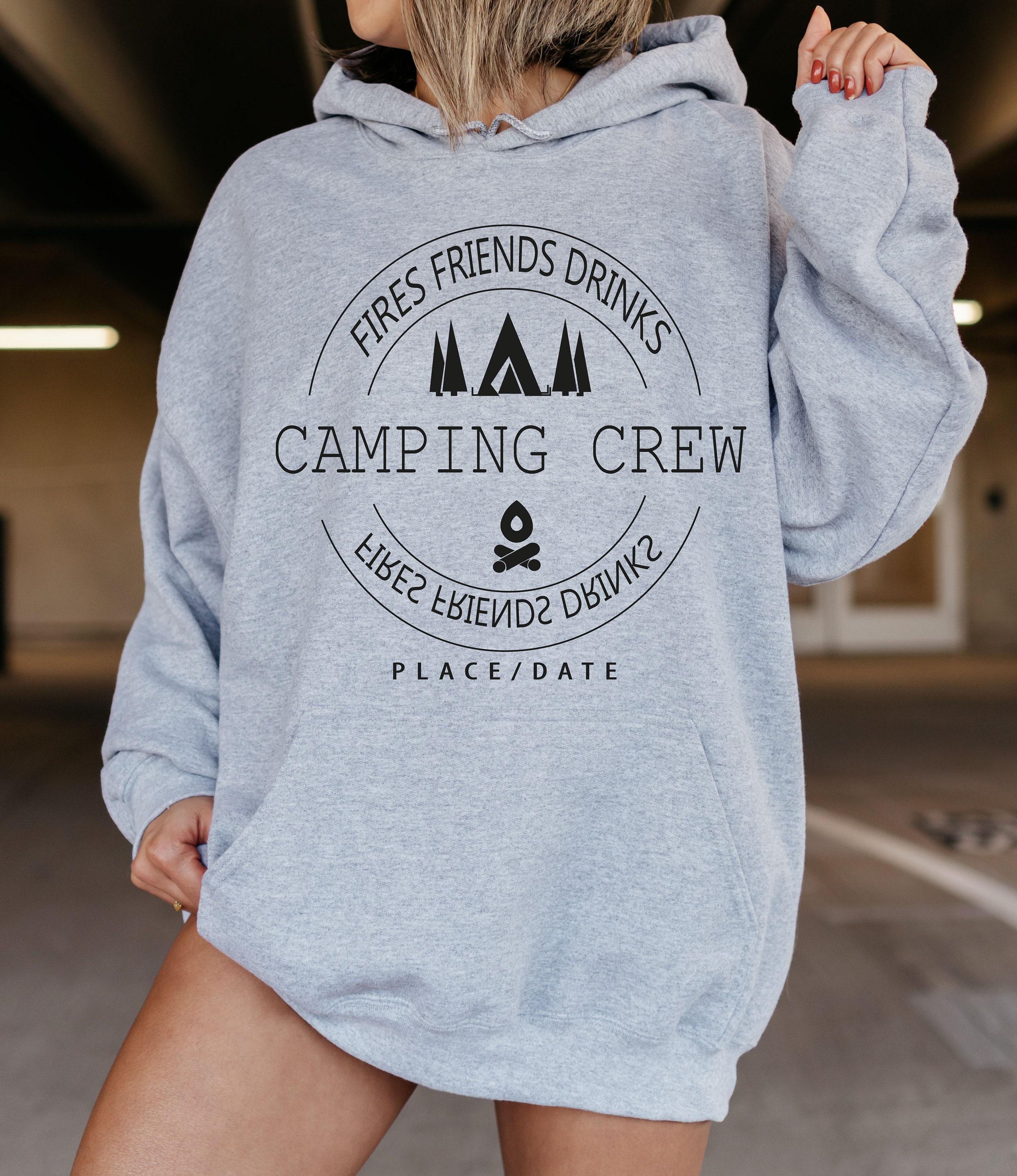 Fires Friends Drinks Camping Crew Unisex Sweatshirt