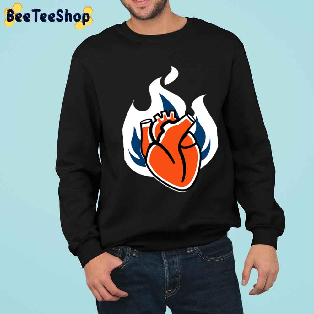 Flaming Heart Orange Crush Denver Broncos Football Unisex Sweatshirt