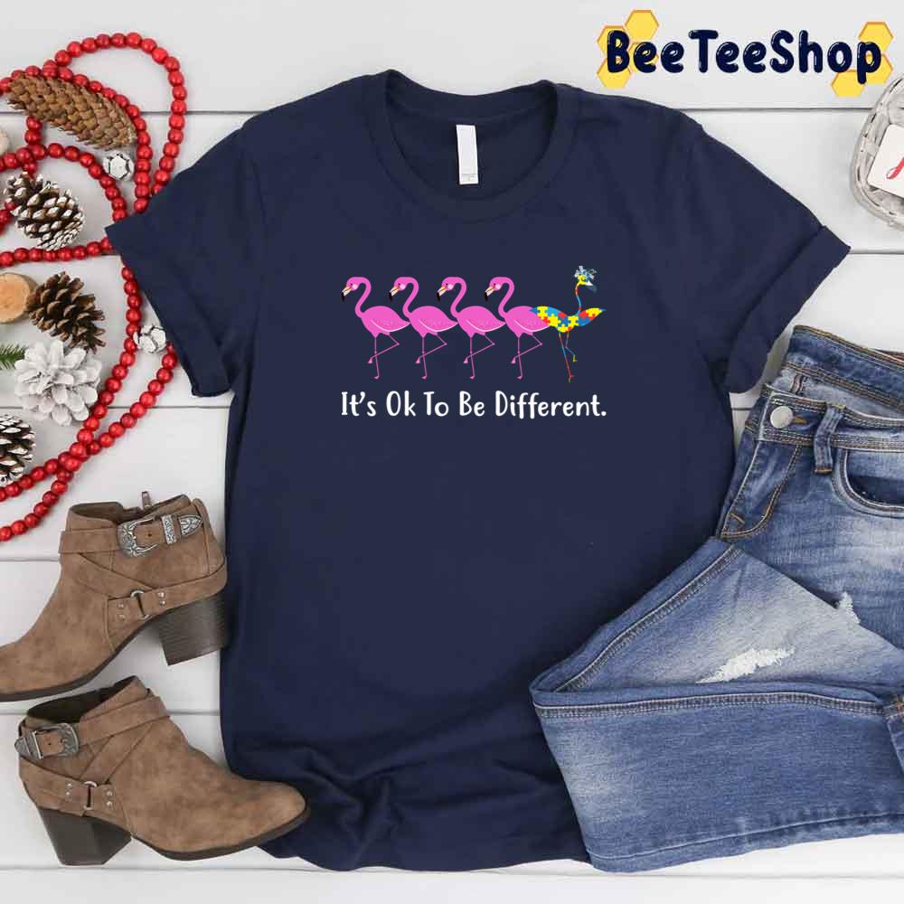 Flamingo It’s Ok To Be Different Autism Awareness Unisex T-Shirt