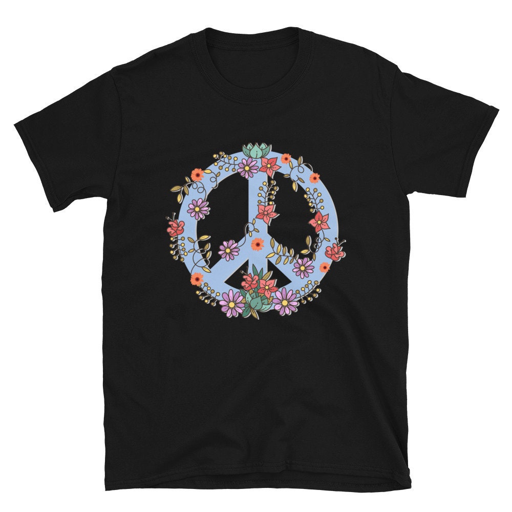 Flowers Floral Peace Sign Hippie Garden Outdoor Outfit Unisex T-Shirt