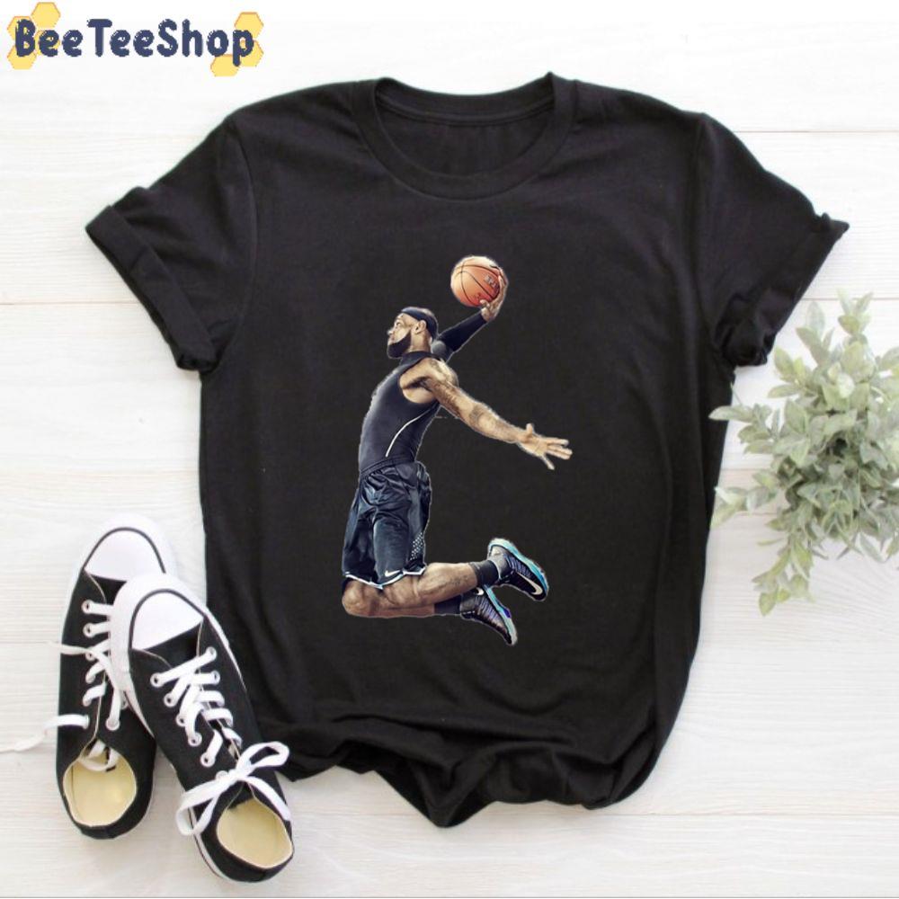 Flying Lebron James Dunking Basketball Sport Unisex T-Shirt