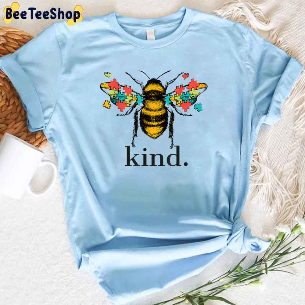 Funny Bee Kind Puzzle Pieces Autism Awareness Unisex T-Shirt