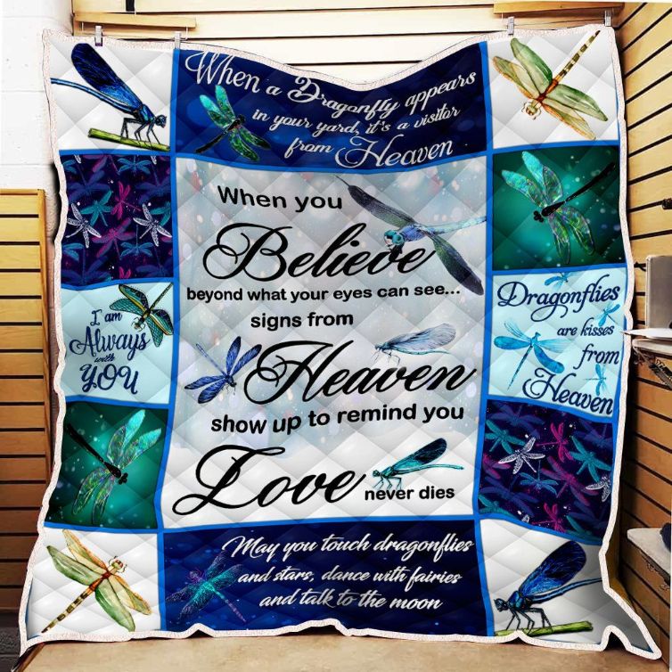 Galaxy Dragonfly Are Kisses From Heaven Quilt Blanket