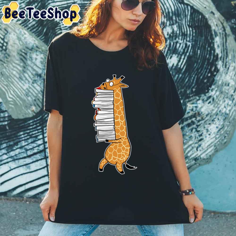 Giraffe Holding A Stack Of Books Unisex T-Shirt