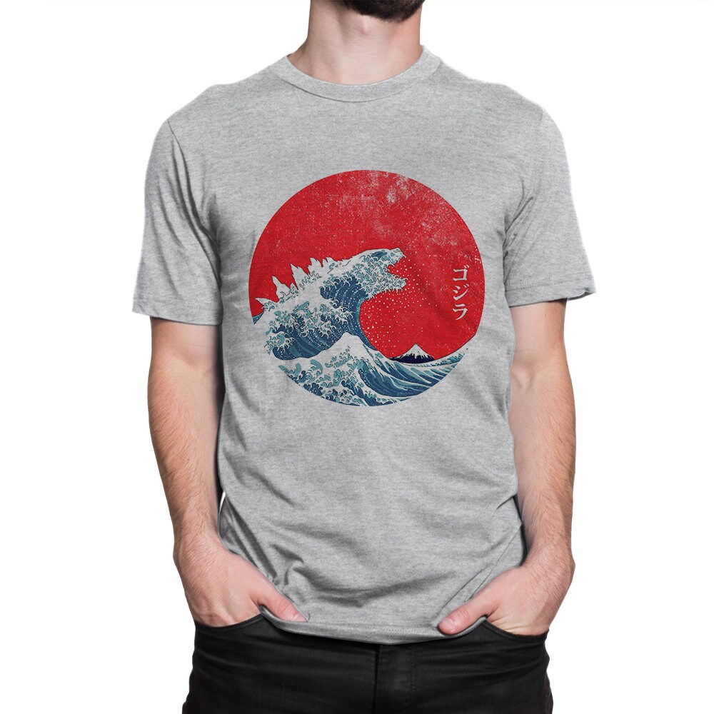 Godzilla And The Great Wave Off Kanagawa Vintage T-Shirt