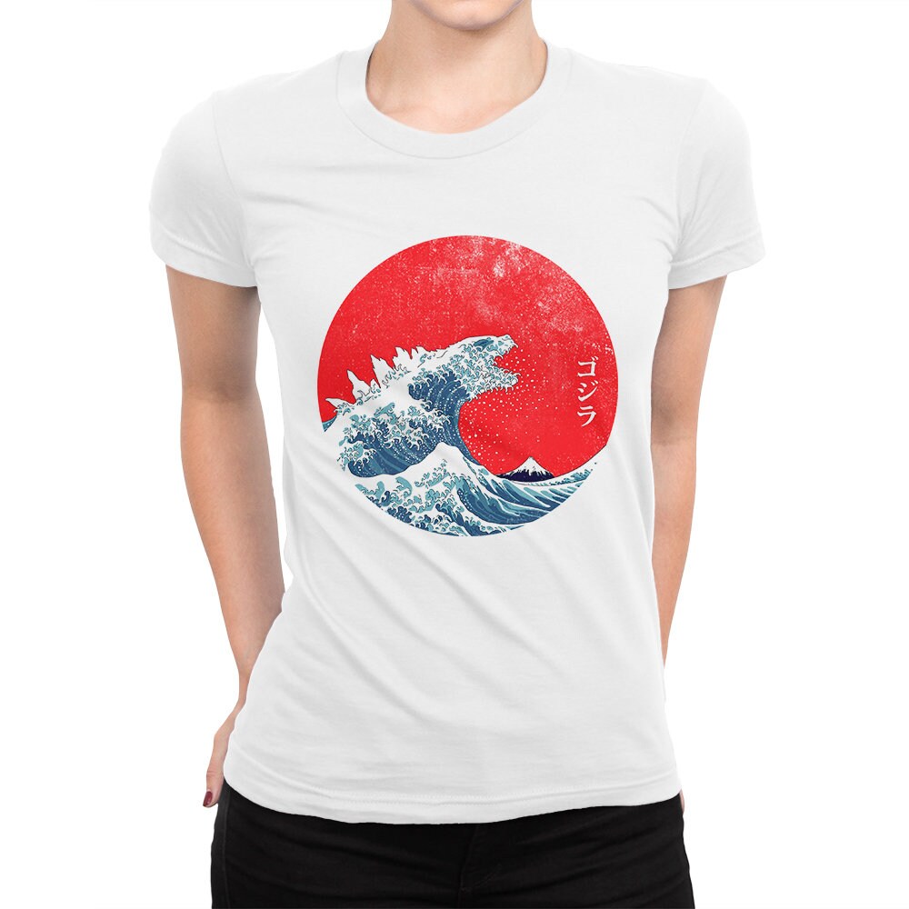 Godzilla And The Great Wave Off Kanagawa Vintage T-Shirt - Beeteeshop