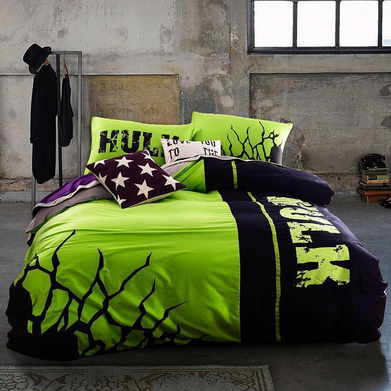 Green And Black Style Incredible Hulk Bedding Set