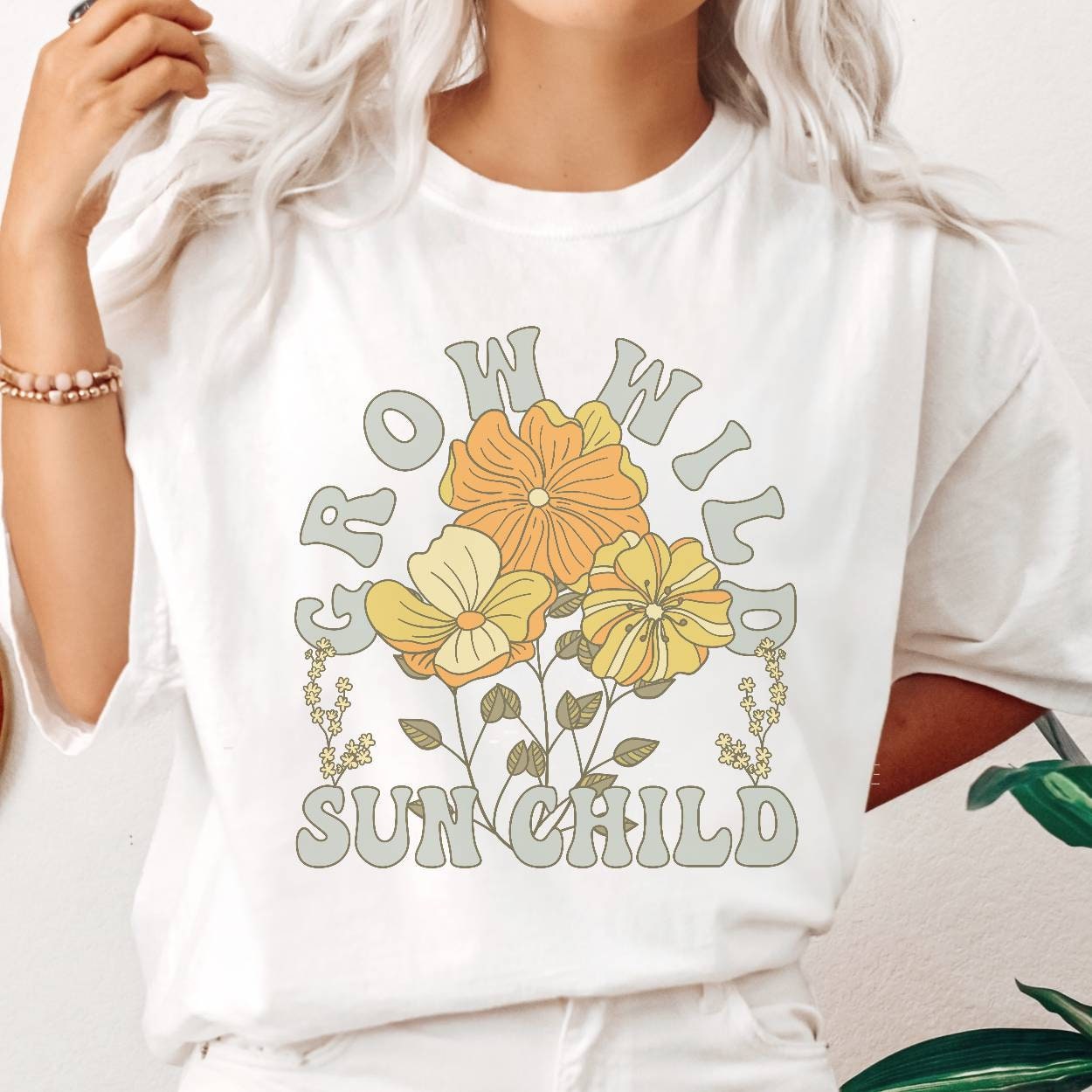 Grow Wild Sun Child Flower Hippie Unsiex T-Shirt