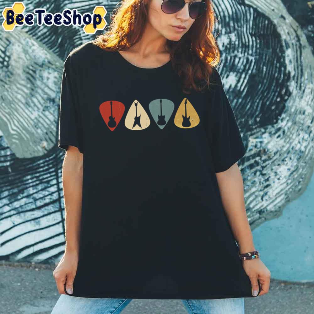 Guitar Pick Retro Electric Silhouette Unisex T-Shirt