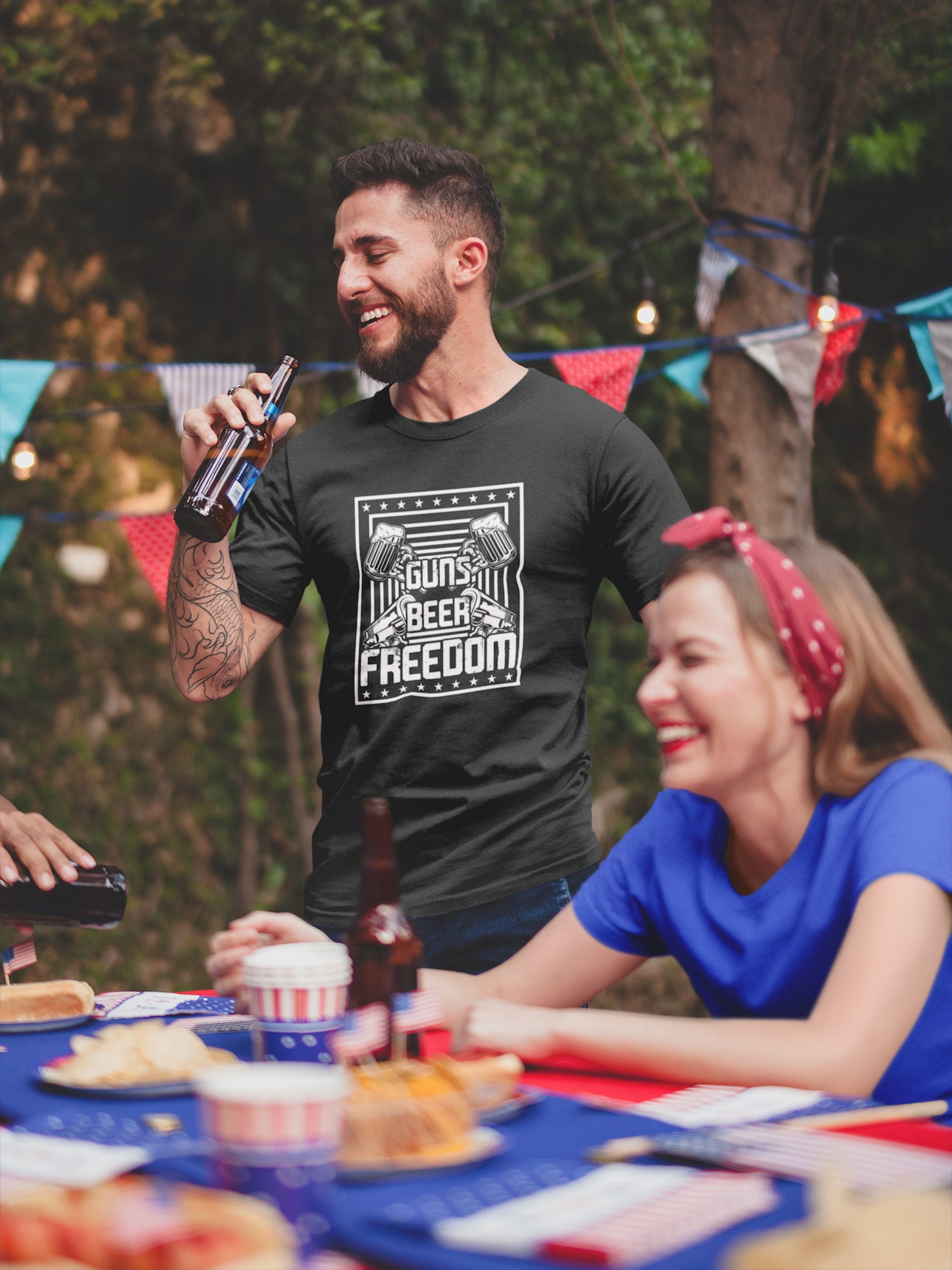 Guns Beer Freedom Tunisex T-Shirt