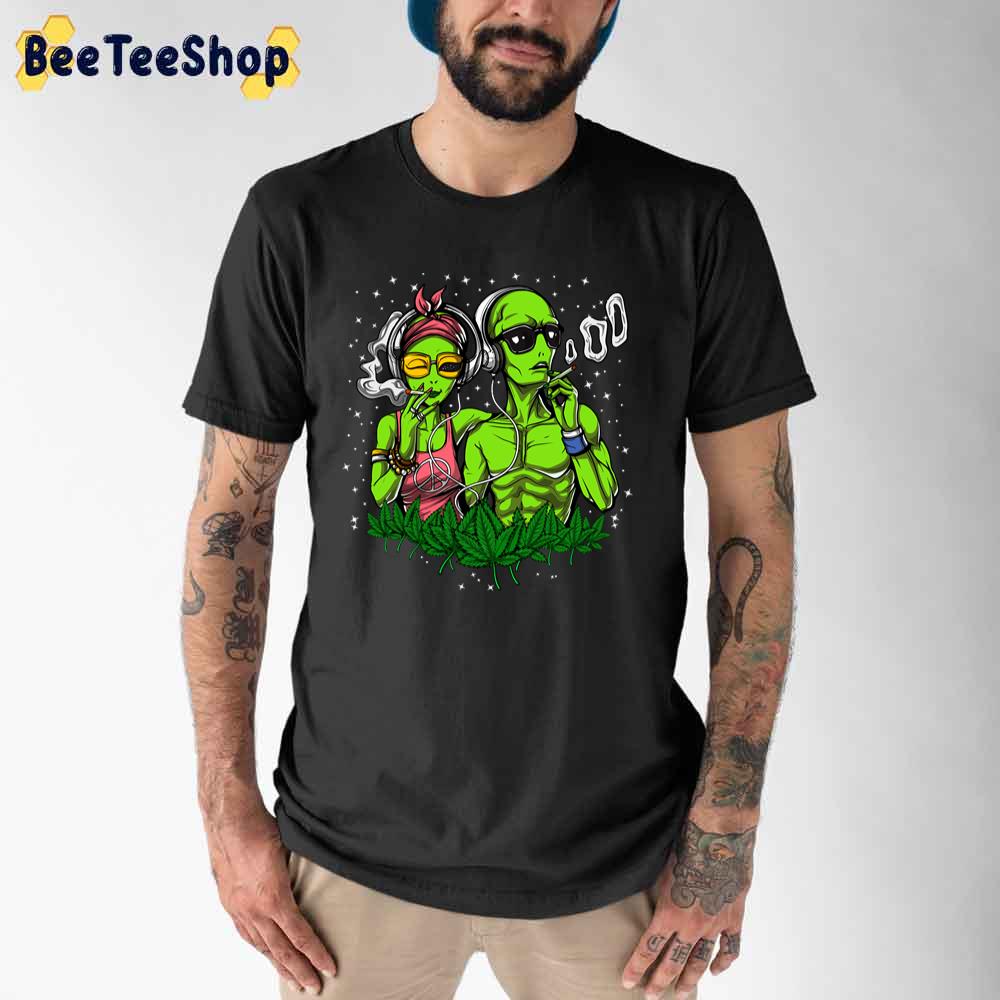 Hippie Aliens Smoking Weed Unisex T-Shirt