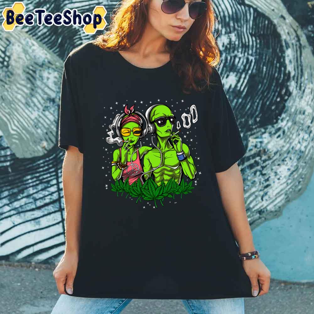 Hippie Aliens Smoking Weed Unisex T-Shirt