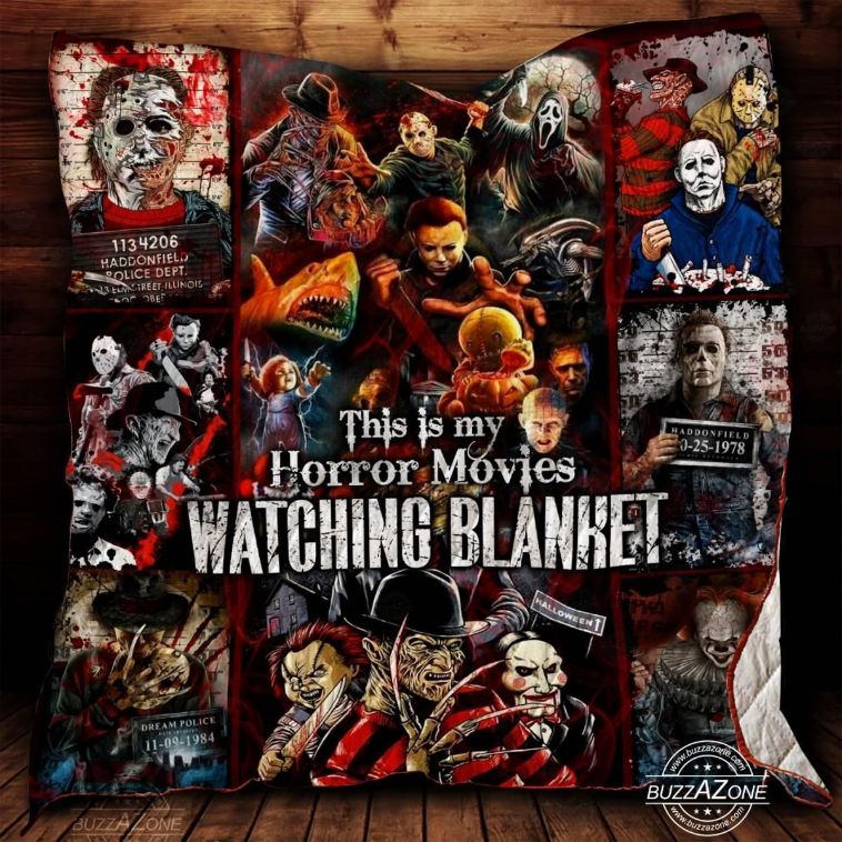 Horror Movies Watching Quilt Blanket All Season Plus Size Quilt Blanket