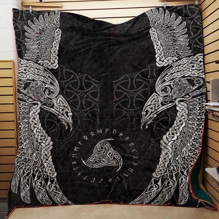 Huginn And Muninn Ravens Quilt Blanket