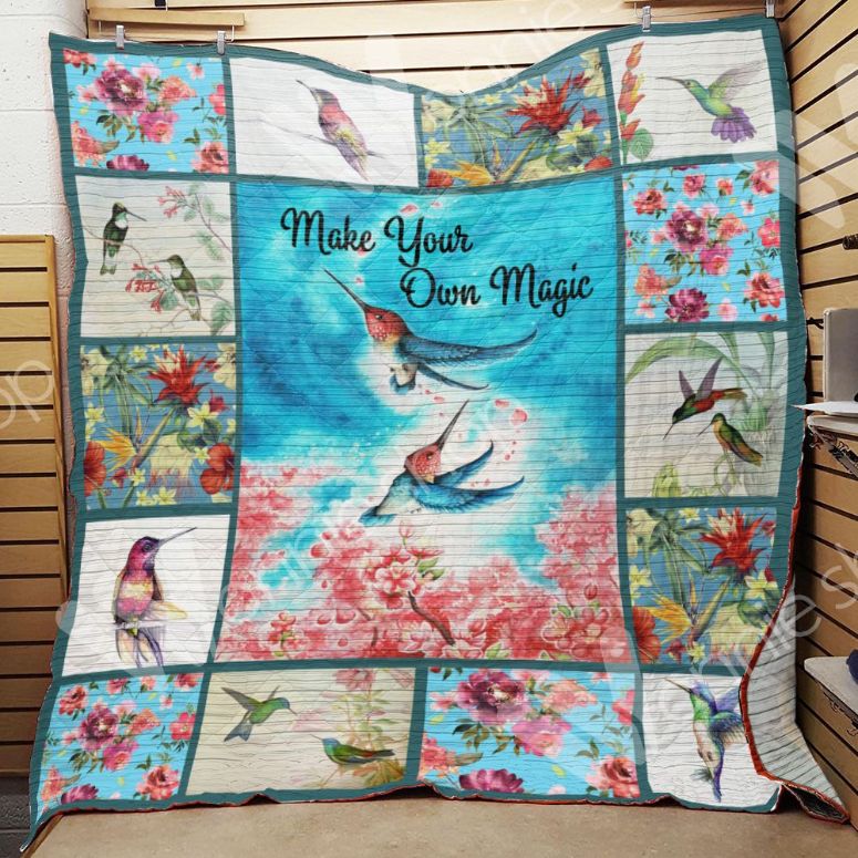 Hummingbird Flower Make Magic Quilt Blanket