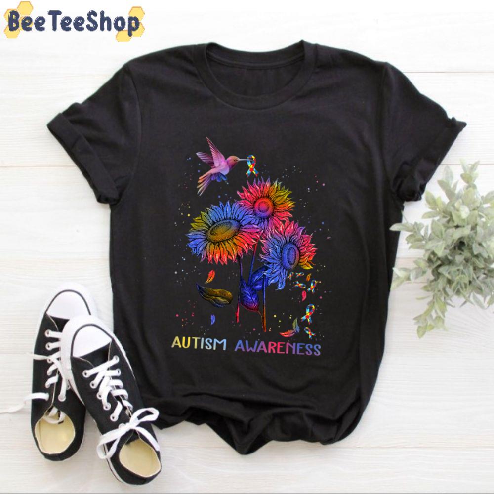 Hummingbird Sunflower Autism Awareness Unisex T-Shirt