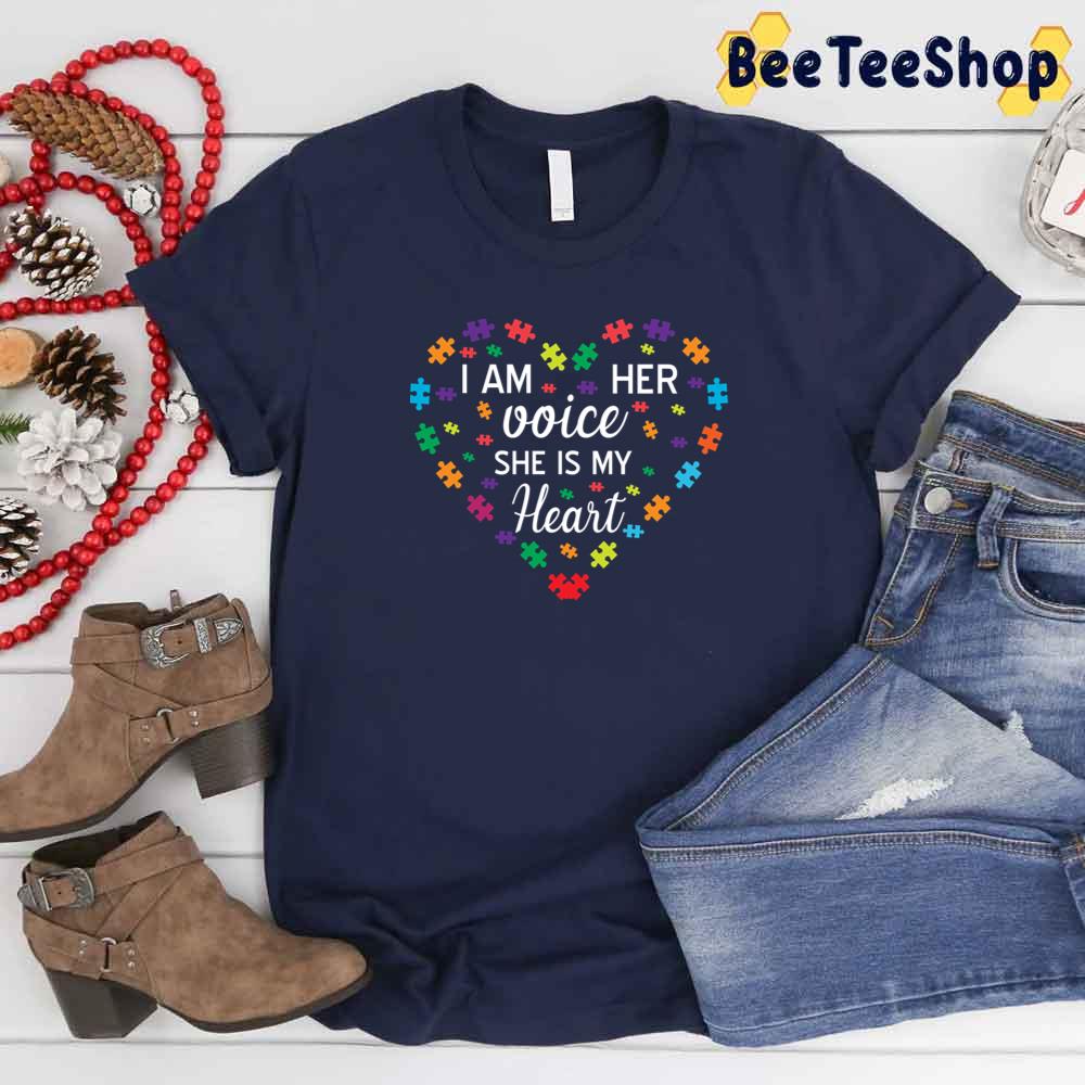 I Am Her Voice She Is My Heart Autism Awareness Unisex T-Shirt