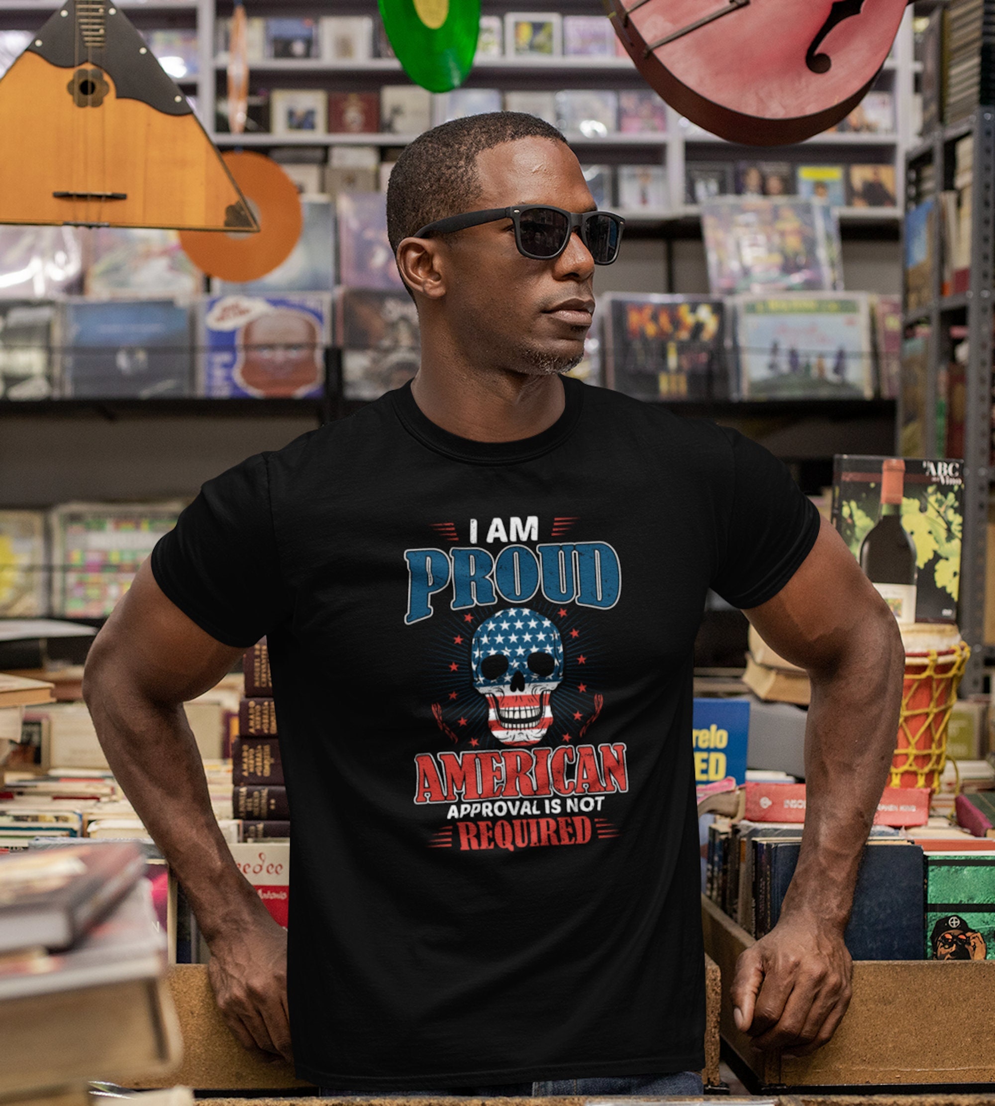 I Am Proud American Flag Skull Unisex T-Shirt