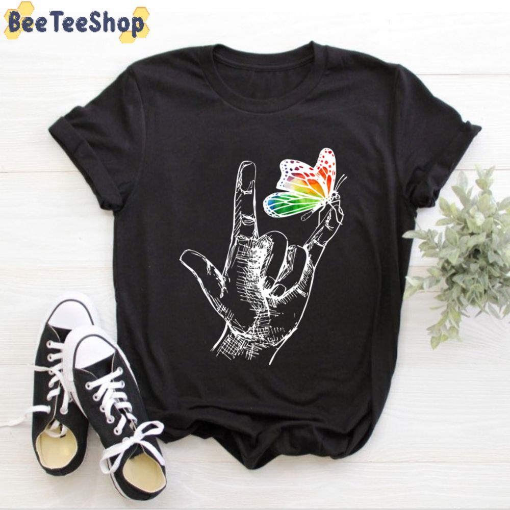 I Love You Hand And Butterfly Autism Awareness Unisex T-Shirt