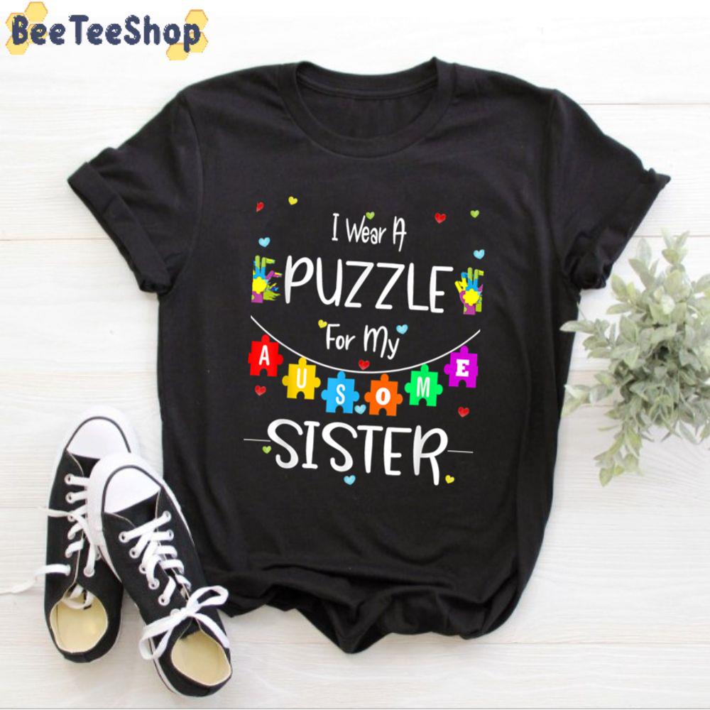 I Wear A Purrle For My Ausome Sister Autism Awareness Unisex T-Shirt