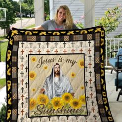 Jesus Is My Sunshine Orange Quilt Blanket