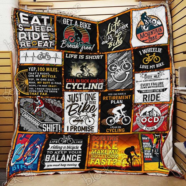 Life Is Short Call In Sick And Go Cycling Quilt Blanket