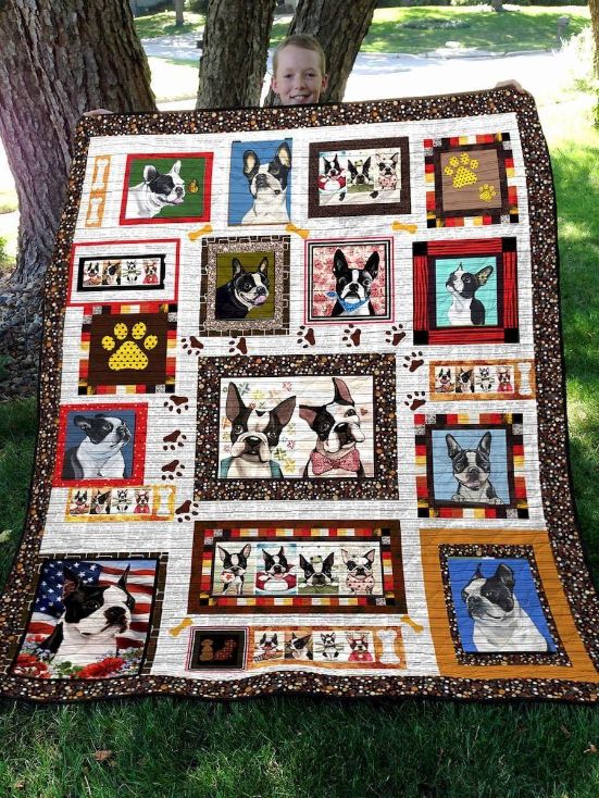 Lovely Boston Terrier Quilt Blanket