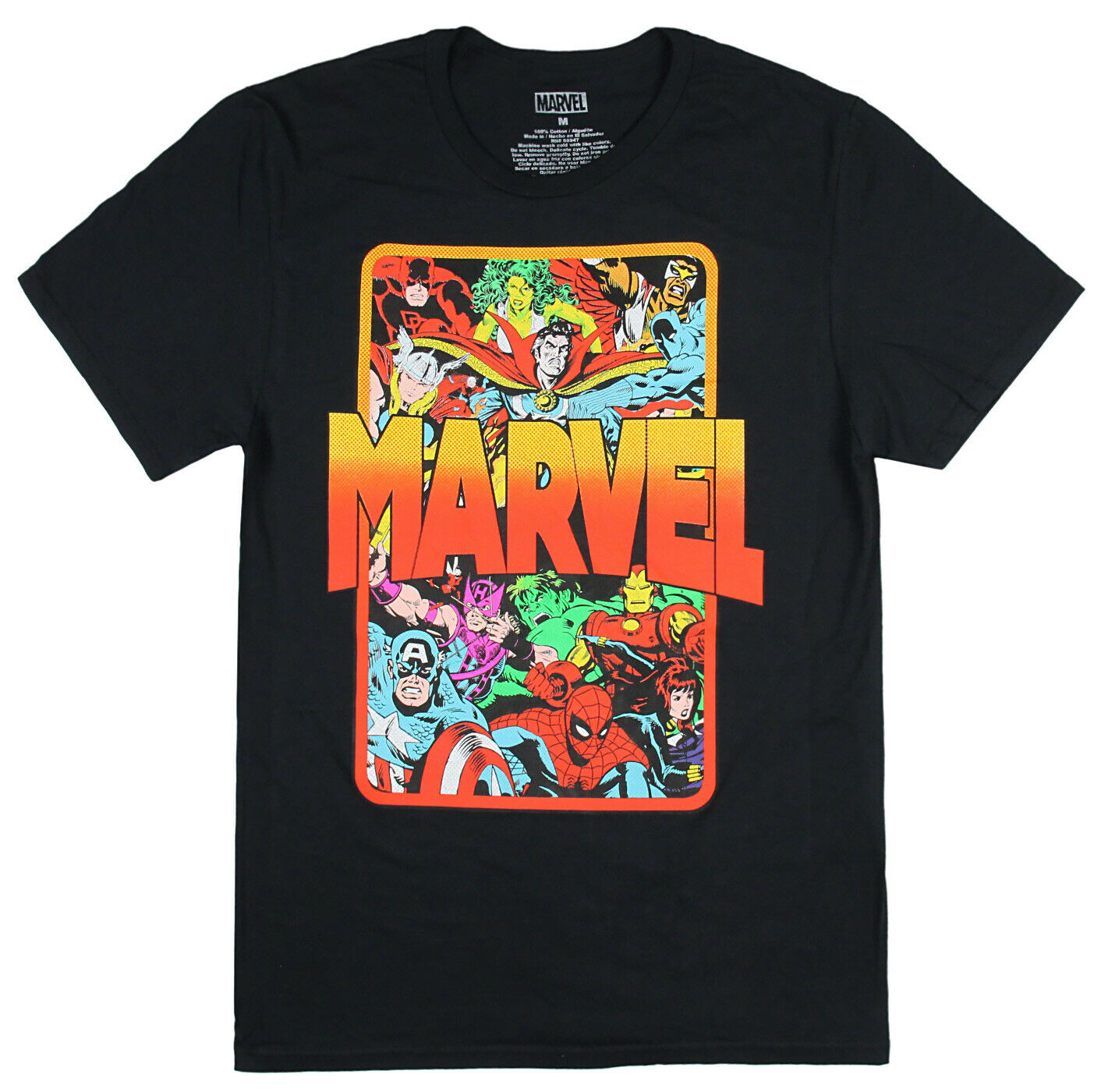 Marvel Men’s Group Shot Black Graphic Adult Unisex T-shirt