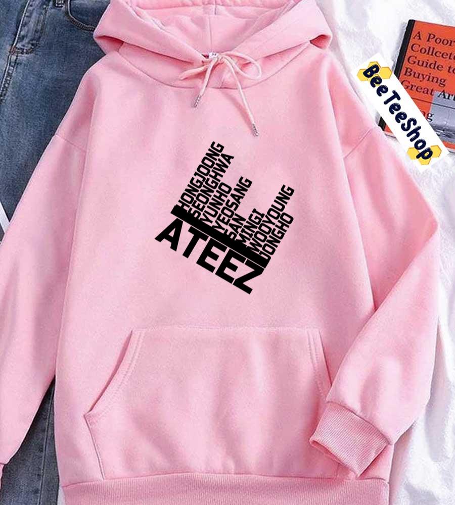 Member Names Design Ateez Kpop Unisex Hoodie