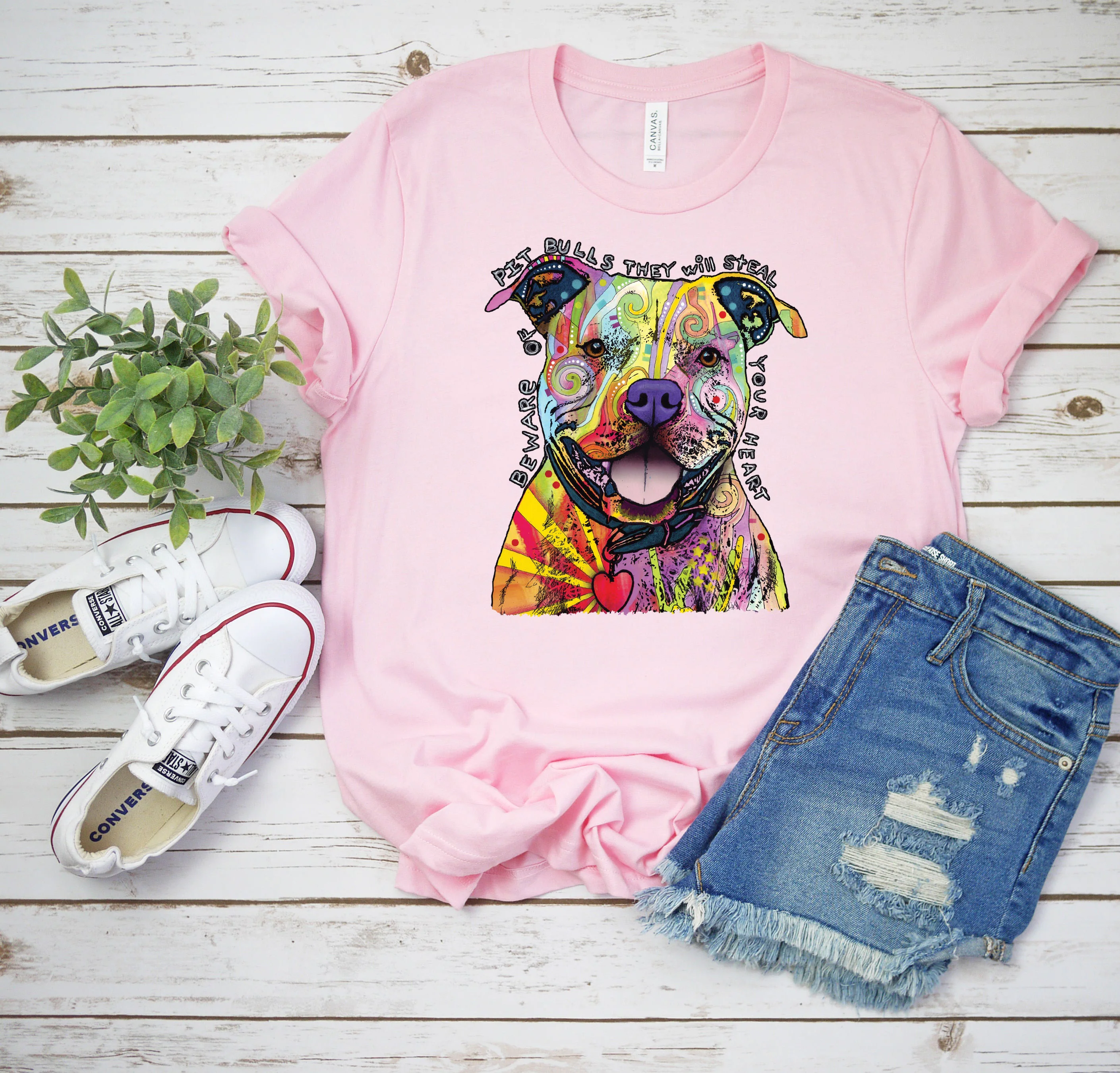 Neon Beware Of Pit Bulls Unisex T-Shirt