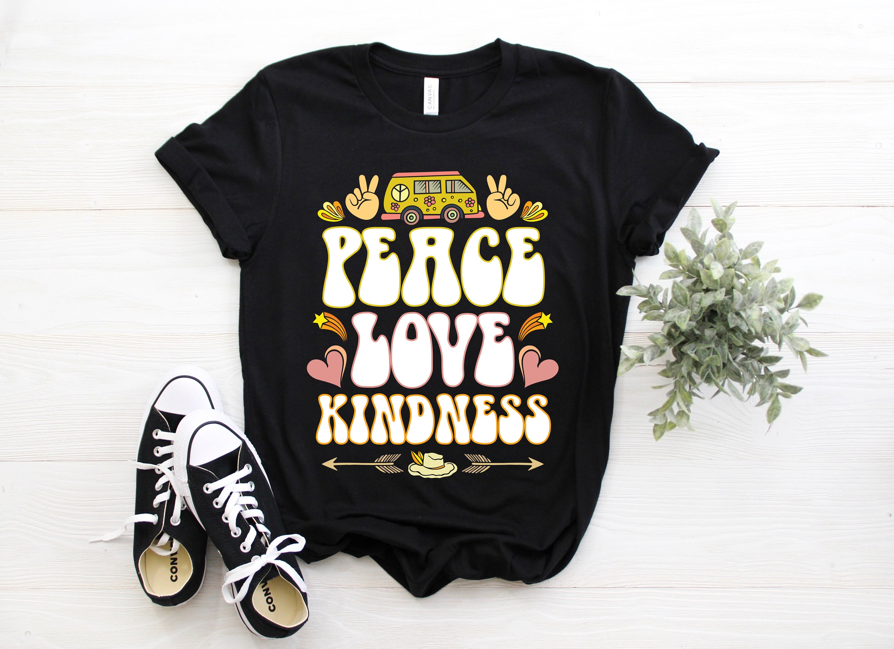 Peace Love Kindness Hippie Vintage Retro Unisex T-Shirt