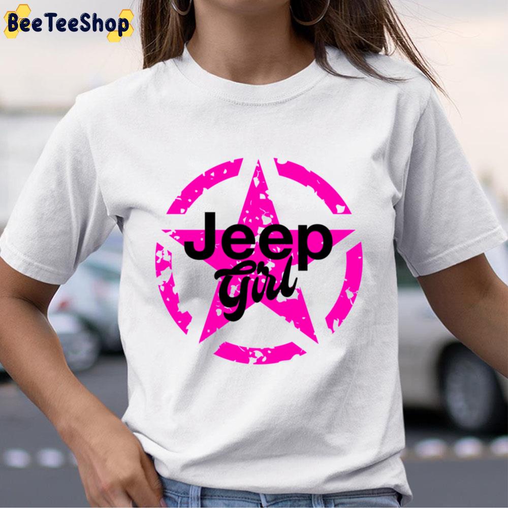 Pink Star Jeep Girl Unisex T-Shirt