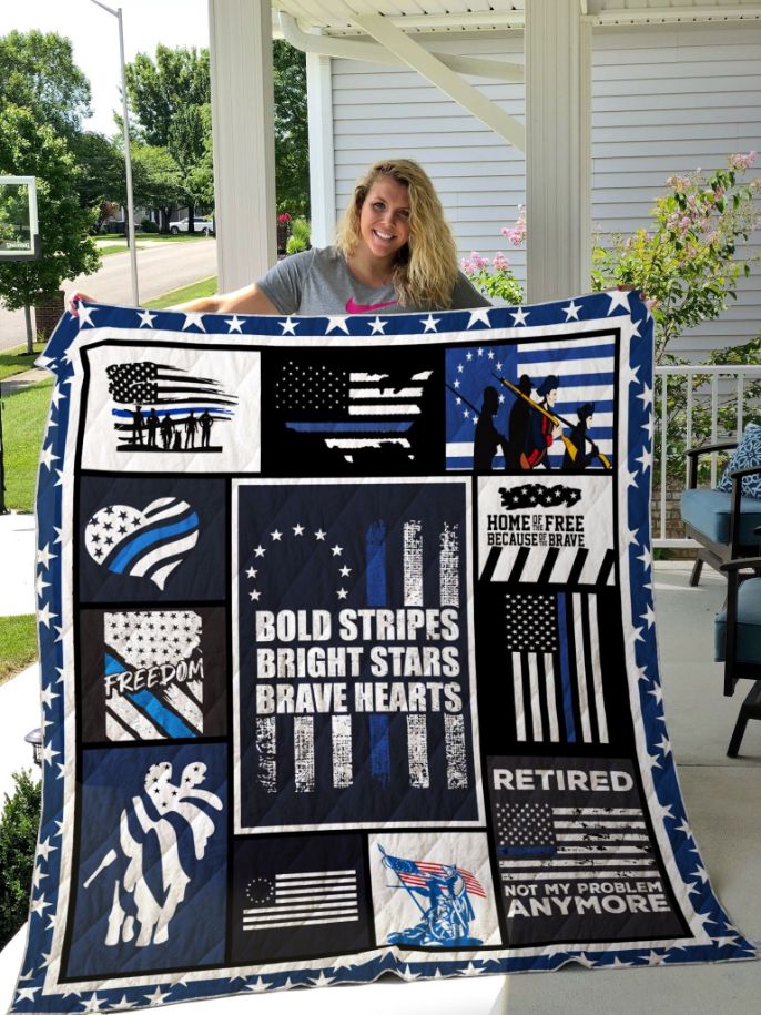 Police Us Flag Retired Not My Problem Anymore Quilt Blanket