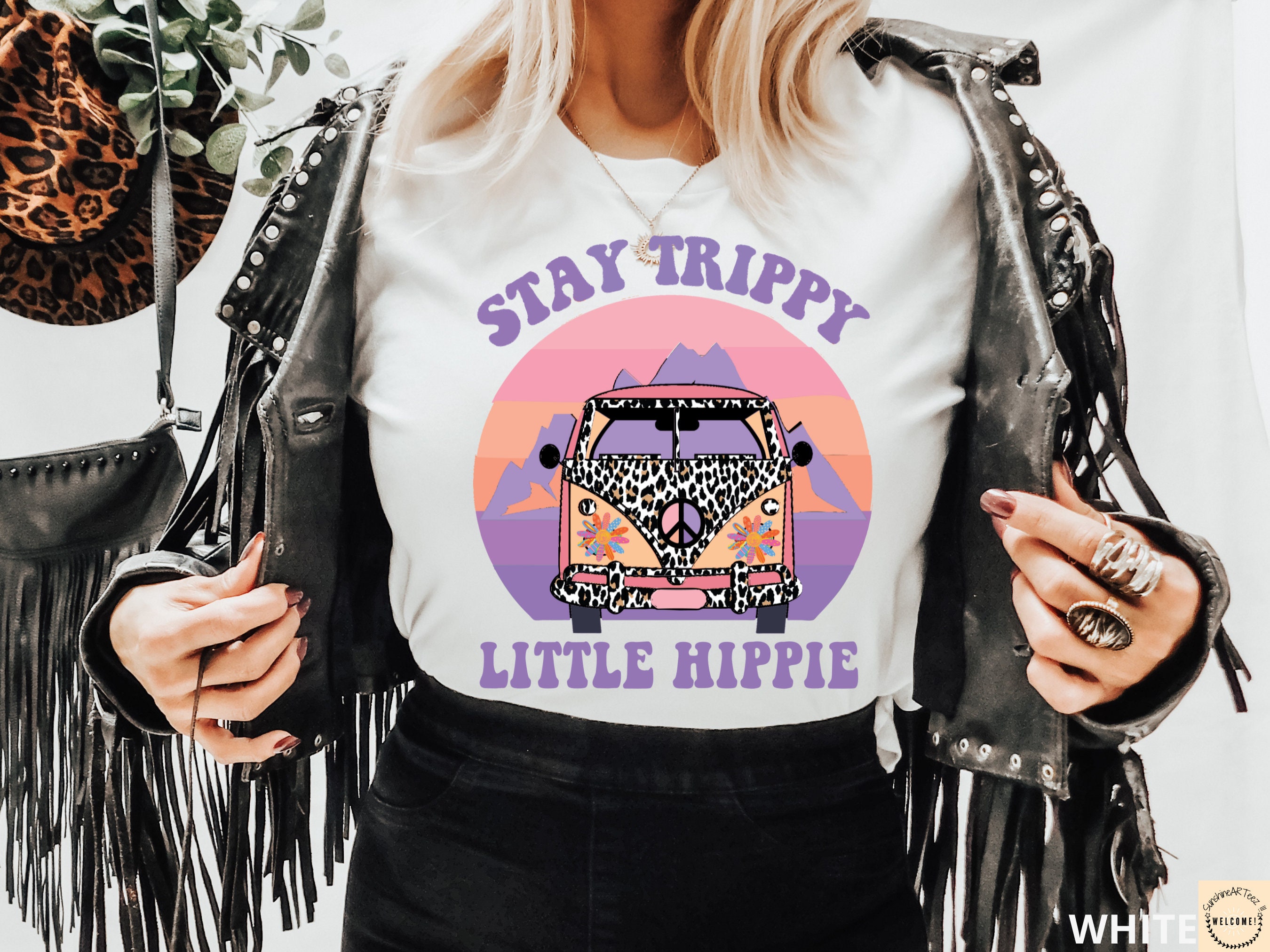 Purple Vintage Stay Trippy Little Hippie Unisex T-Shirt