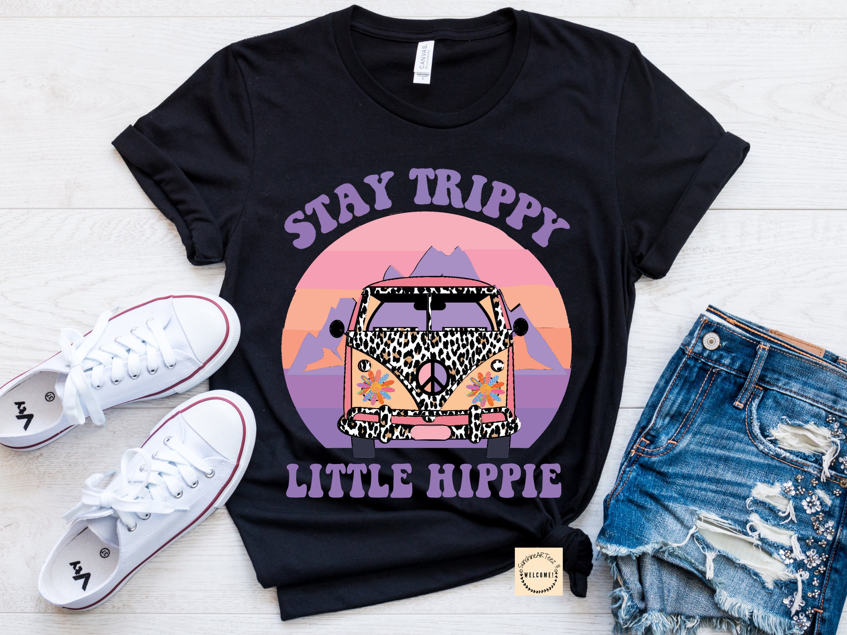 Purple Vintage Stay Trippy Little Hippie Unisex T-Shirt