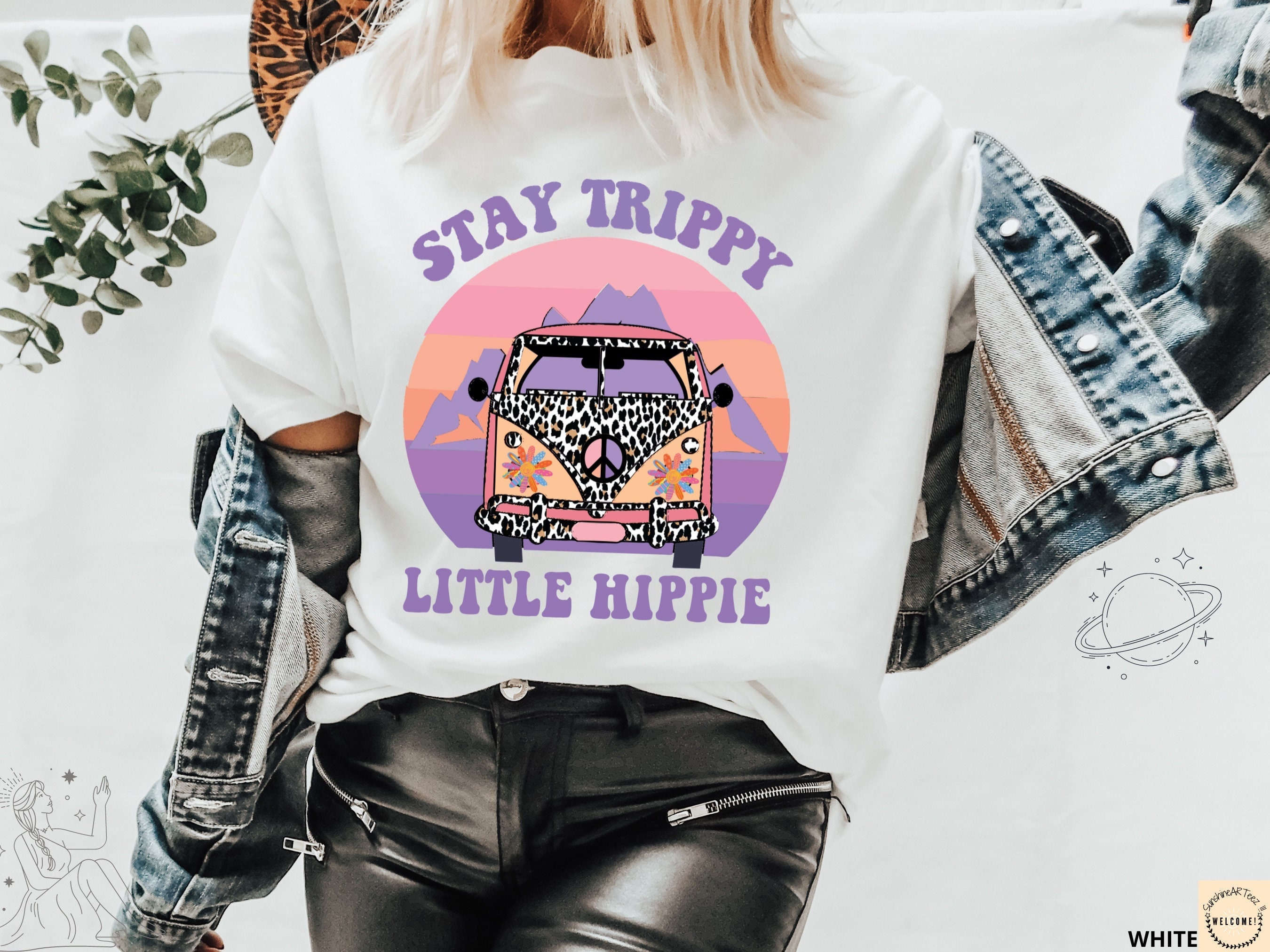 Purple Vintage Stay Trippy Little Hippie Unisex T-Shirt