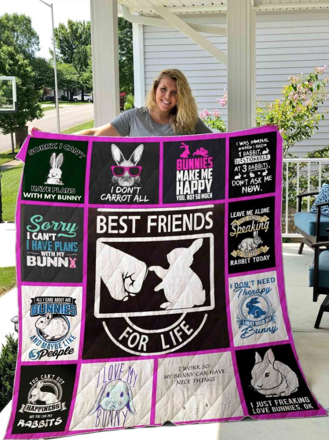 Rabbit Best Friends For Life Quilt Blanket