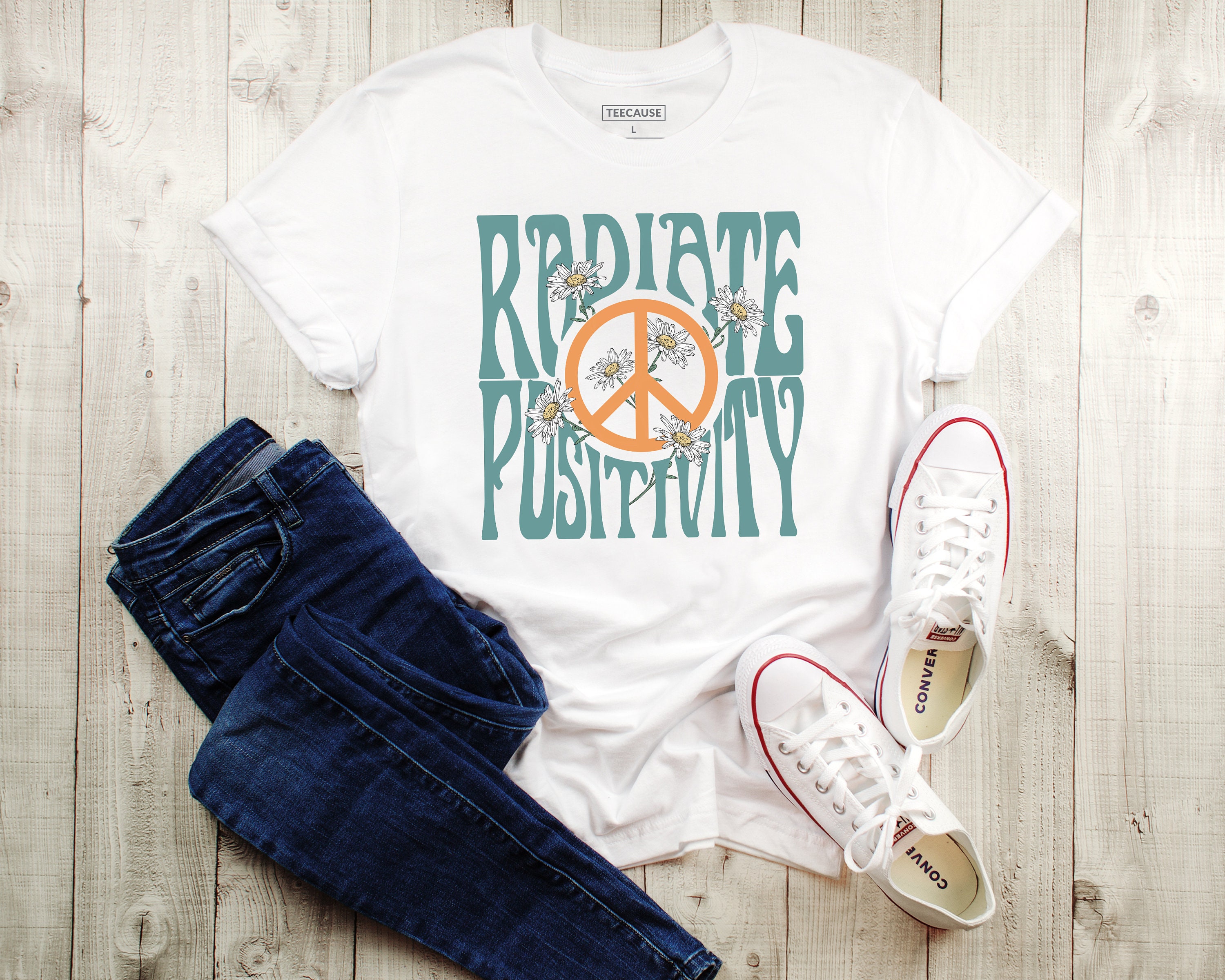 Radiate Positivity Floral Hippie Unisex T-Shirt