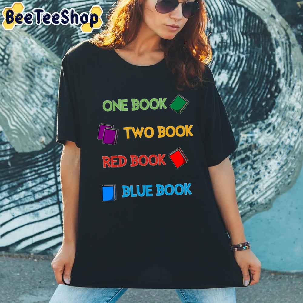 Reading One Book Two Book Red Book Blue Book Unisex T-Shirt