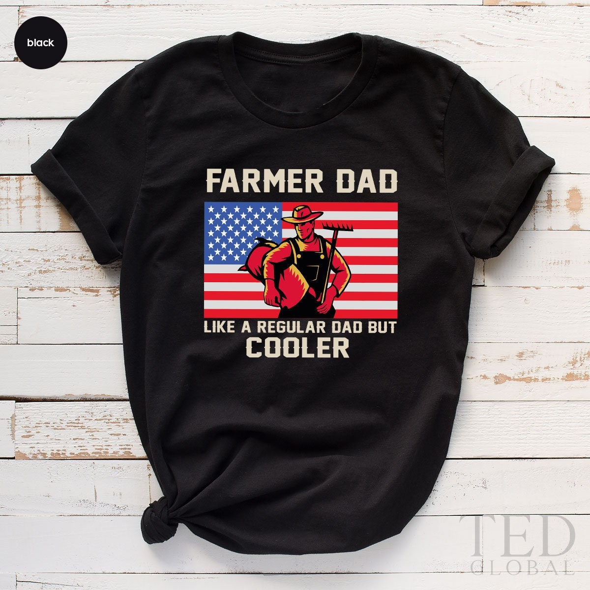 Retro American Flag Farmer Dad Like A Regular Dad But Cooler Happy Father’s Day Unisex T-Shirt