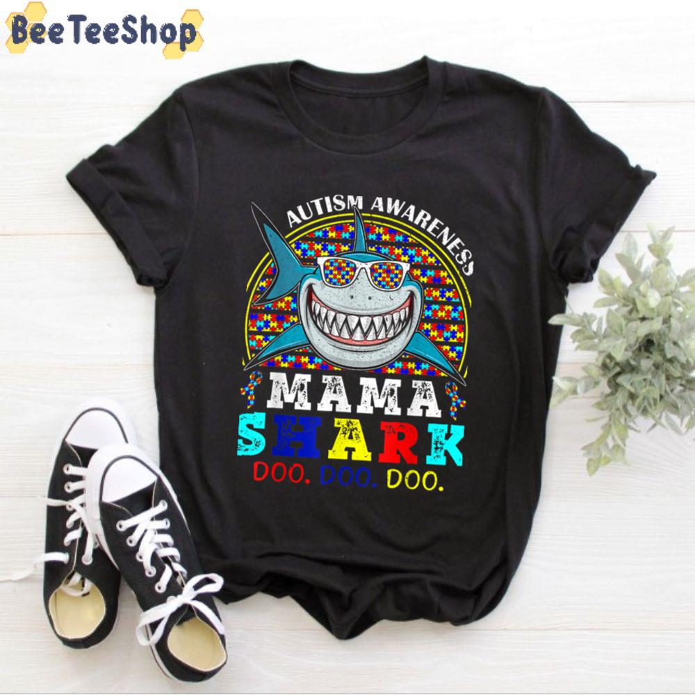 Retro Vintage Mama Shark Doo Doo Autism Awareness Unisex T-Shirt