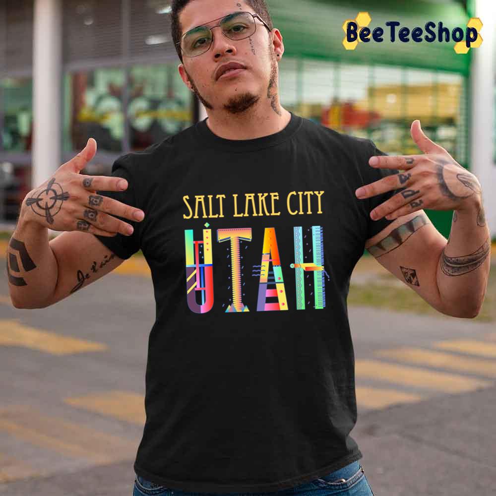 Salt Lake City Utah Colorful Funky Fun Utah Jazz Basketball Unisex T-Shirt