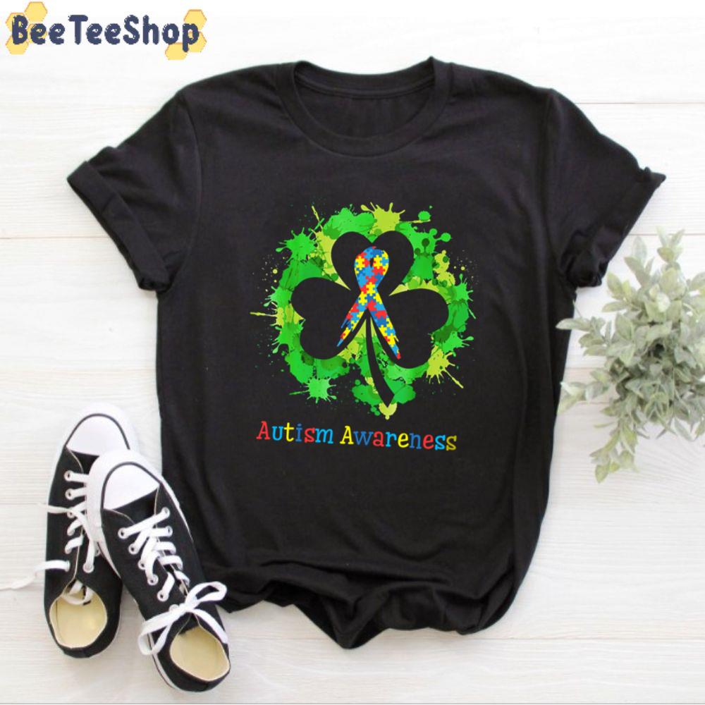 Shamrock With Ribbon Autism Awareness Unisex T-Shirt