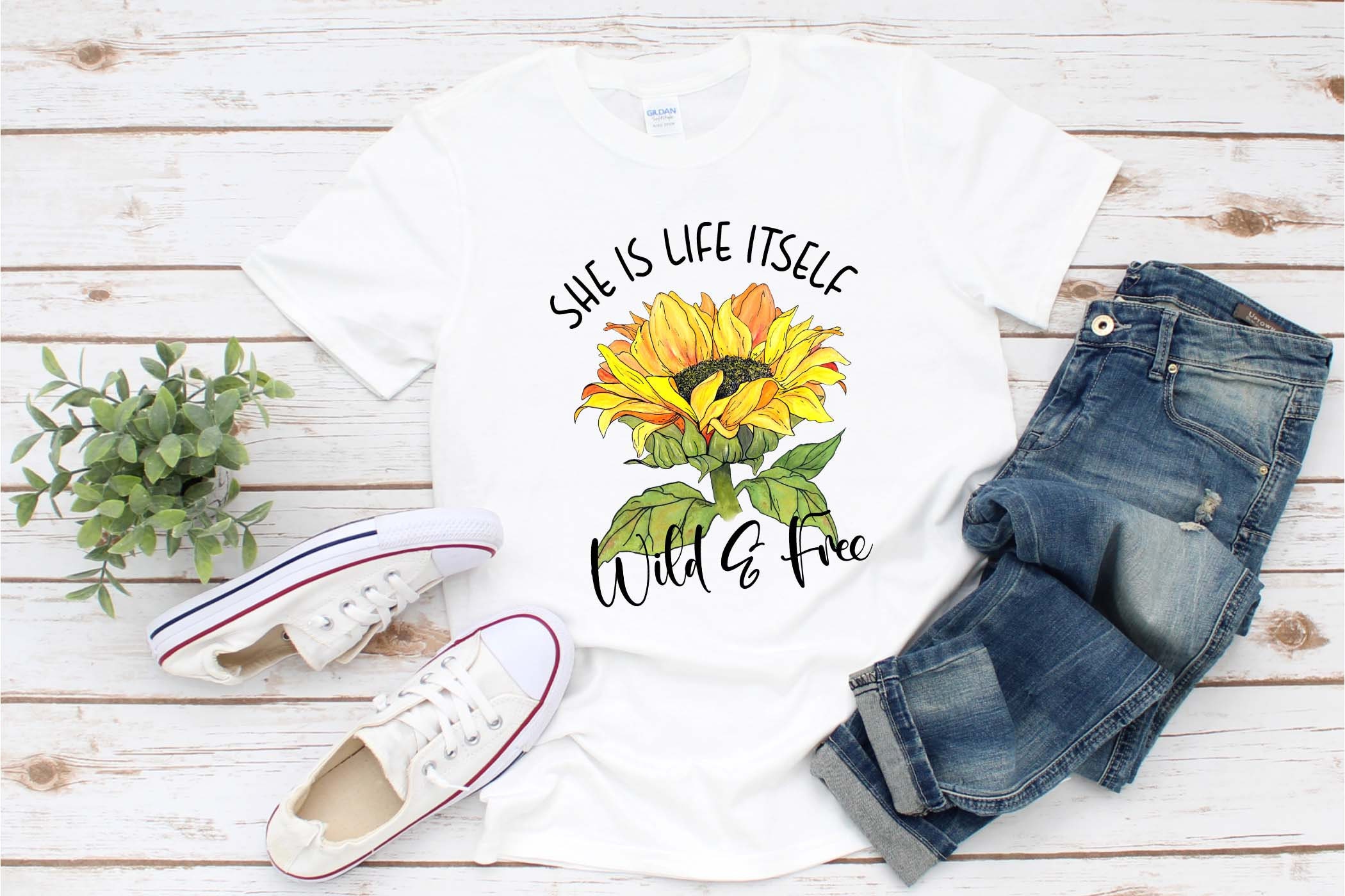 She Is Life Itself Wild And Free Sunflower Unisex T-Shirt