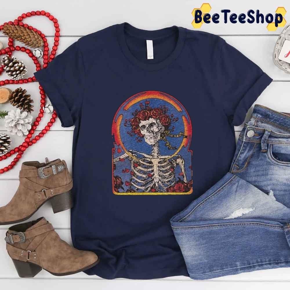 Skull Red Flower Graphic Grateful Dead  Band Unisex T-Shirt